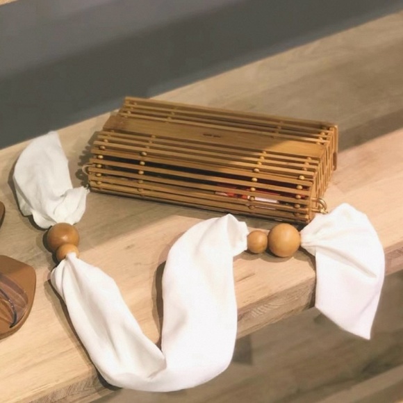 Cult Gaia Bamboo Box Bag with White Accents - Picture 1 of 6